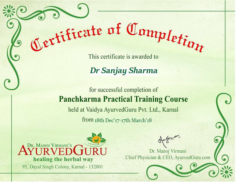 panchkarma training certificate